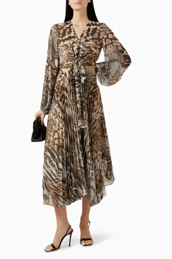 Snake-print Midi Dress