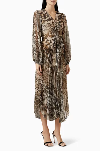 Snake-print Midi Dress