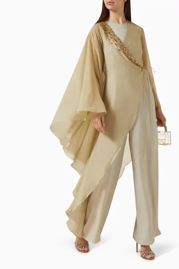 2-piece Abaya & Jumpsuit Set in Organza
