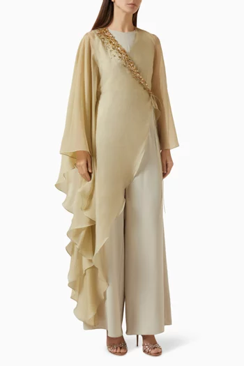 2-piece Abaya & Jumpsuit Set in Organza