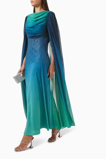 Draped Cowl Neck Gown