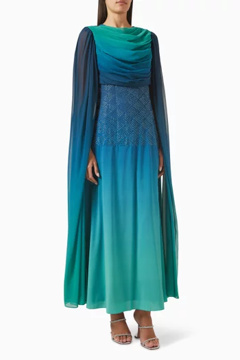Draped Cowl Neck Gown