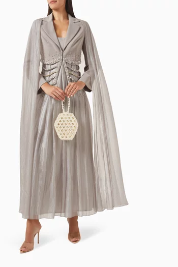 Embellished Cape Gown
