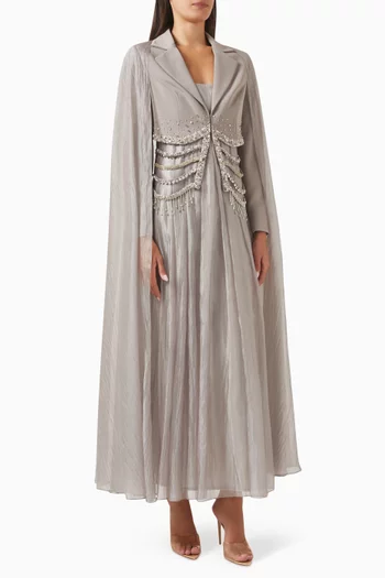 Embellished Cape Gown
