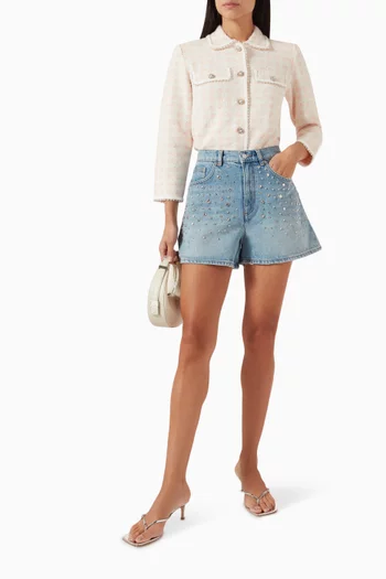 Stud-embellished Shorts in Denim