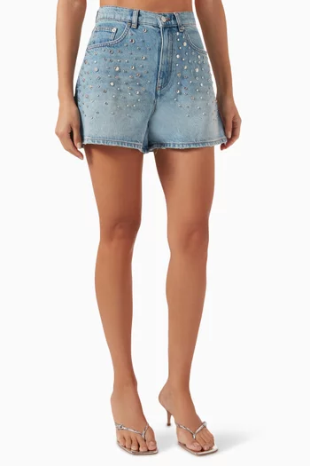 Stud-embellished Shorts in Denim