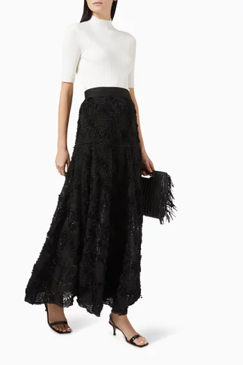 Embroidered Maxi Skirt in Tulle