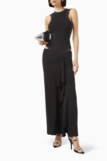 Rhinestone-embellished Maxi Dress in Cotton
