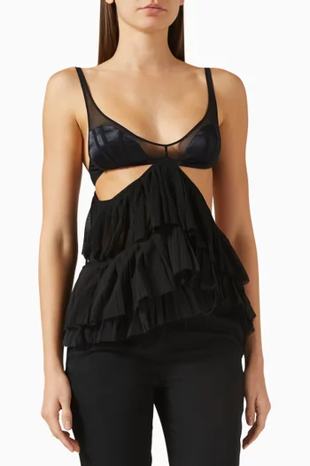 Ruffled Cut-out Top