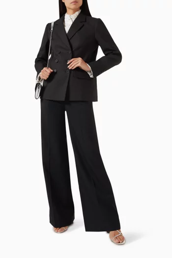 جاكيت بدلة بصفي أزرار مزيج كتان