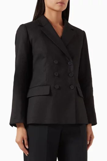 جاكيت بدلة بصفي أزرار مزيج كتان