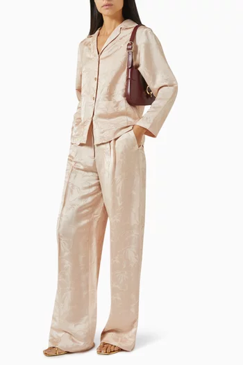 Floral-pattern Pants in Satin