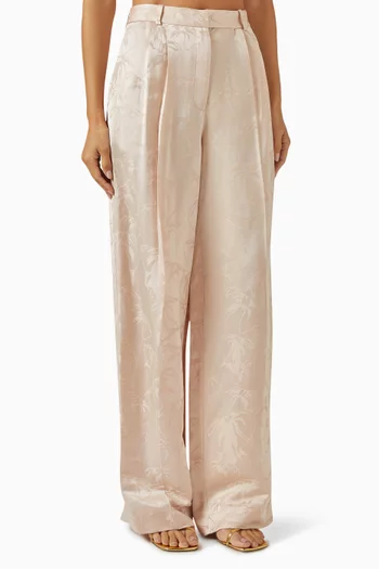 Floral-pattern Pants in Satin