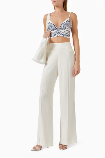 Bandana-print Cropped Top in Viscose-linen