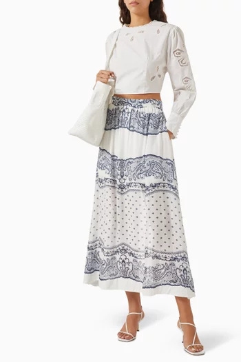 Bandana-motif Skort in Viscose Blend