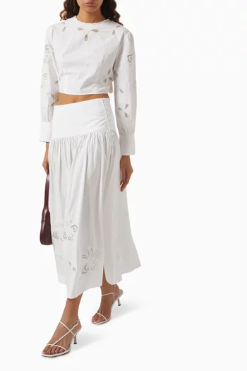 Donie Pearl-embroidered Skirt in Cotton