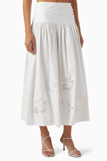 Donie Pearl-embroidered Skirt in Cotton