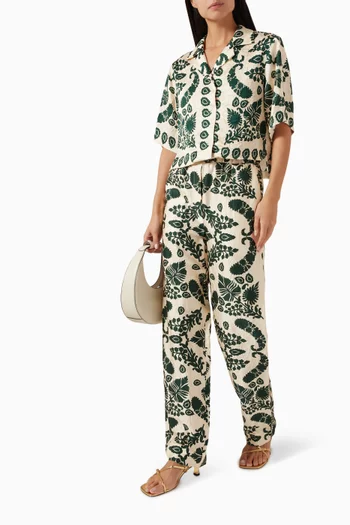 Floral-print Pants in Viscose