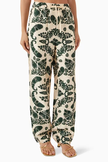 Floral-print Pants in Viscose