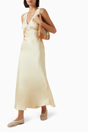 Noelle Plunge-neck Dress in Satin