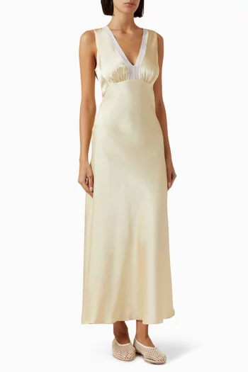 Noelle Plunge-neck Dress in Satin