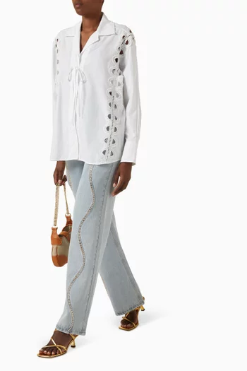 Rhinestone-stripe Jeans in Denim