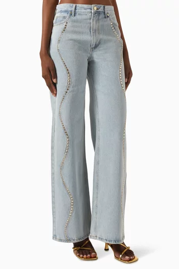 Rhinestone-stripe Jeans in Denim