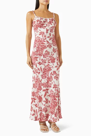 Floral Lace-back Maxi Dress in Viscose