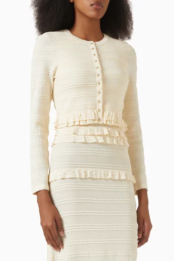 Ruffle Knit Cardigan in Viscose Blend
