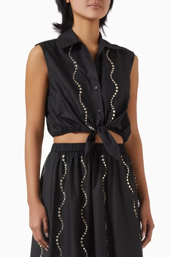 Crystal-embellished Top in Cotton