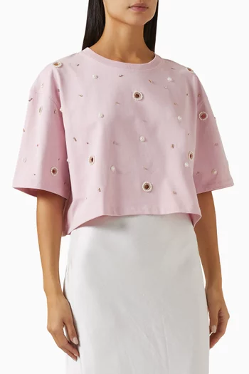 Embellished T-shirt in Cotton Jersey