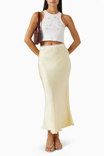 Embellished Tank Top in Cotton Rib-knit