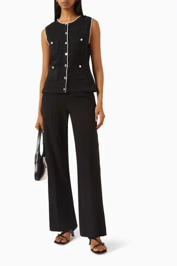 فيست بأزرار مرصعة باللؤلؤ تويد