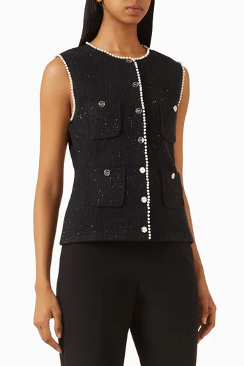 فيست بأزرار مرصعة باللؤلؤ تويد