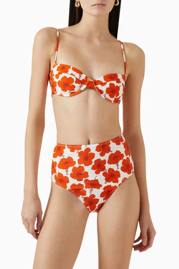 High-waist Bikini Bottoms in Stretch Nylon