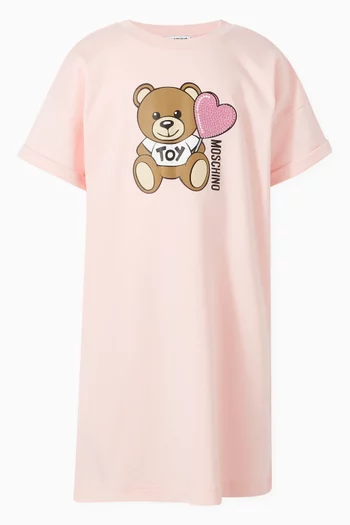 فستان بنمط تي شيرت بطبعة دب تيدي جيرسيه