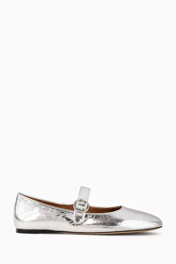 Sixties Ballet Flats in Metallic Leather