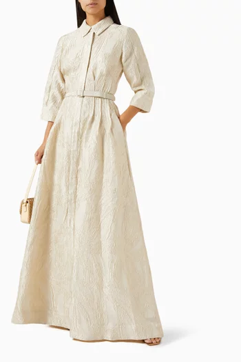 Courtney Belted Gown in Jacquard