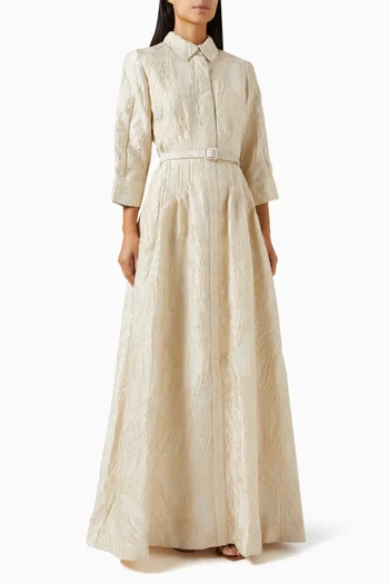 Courtney Belted Gown in Jacquard