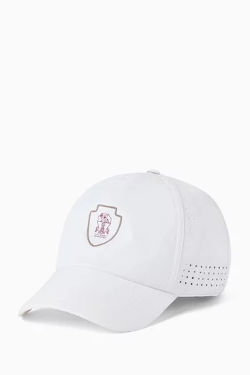 Logo Crest Baseball Cap in Canvas