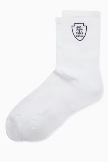 Logo-embroidered Socks in Cotton-blend