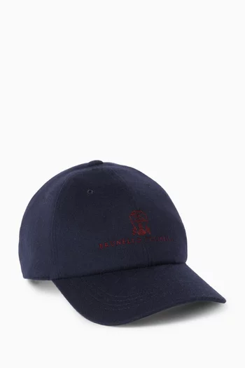 Logo Baseball Cap in Wool-blend