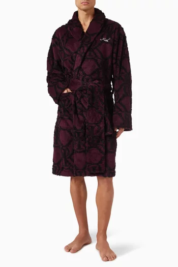 Crest Monogram Robe in Fleece Jacquard
