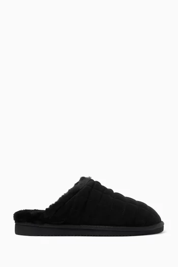 Puffed Logo Slippers in Matte Poly-blend
