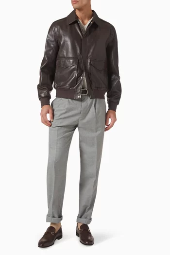 Aviator Jacket in Grained Leather