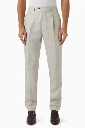 Leisure-fit Pants in Linen-blend
