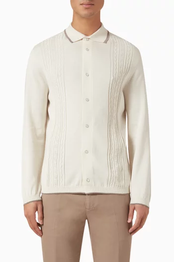 Geometric Jacquard Shirt in Cotton Knit