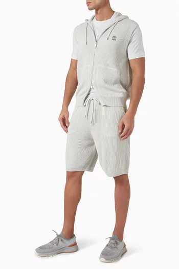 Hooded Vest in Cotton Knit