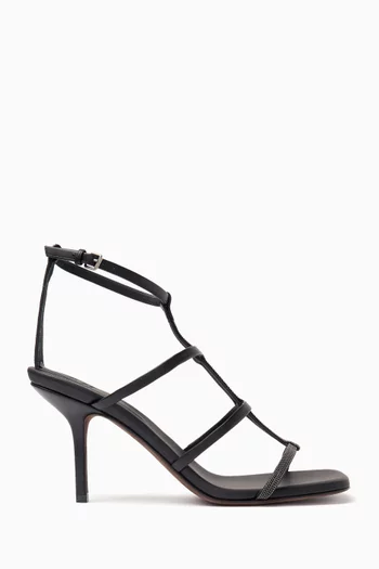 Rhinestone-embellished 80 Sandals in Leather