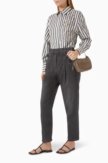 Tapered Jeans in Cotton